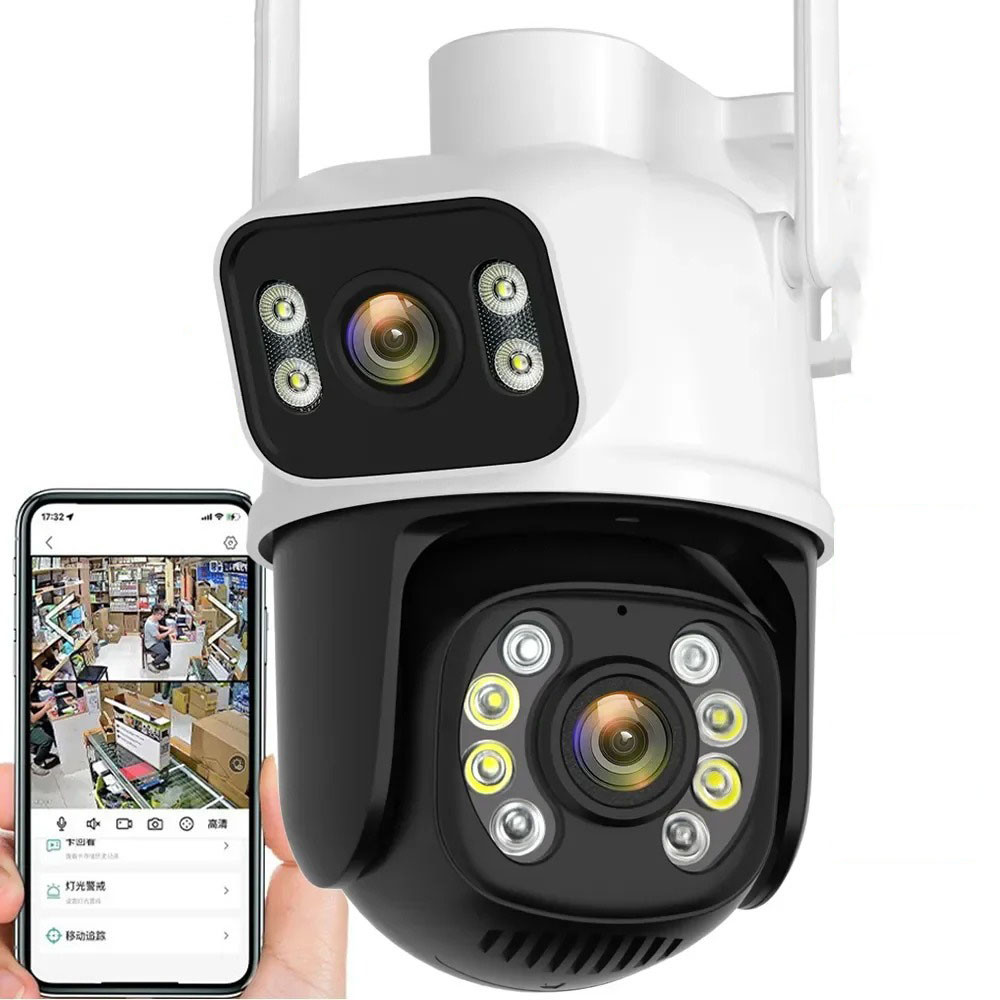 Поворотна Wi-Fi камера відеоспостереження ANBIUX A9BQ 10 MP 4К, що стежить за об'єктом | Дві лінзи | ONVIF