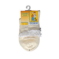 Молочные нарядные носки для девочки с кружевом LECOBAR Италия 26-29 4-7 лет. Упаковка-6шт .Хит!
