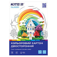 Картон цветной двусторонний 10 листов A4 Classic Kite K-255