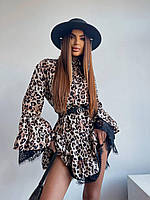 Женское летнее платье леопардовый принт Модное платье Платье женское с принтом Базовое легкое платье MiR&VR