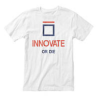 Футболка чоловіча "Innovate or Die", Білий, L, White, англійська