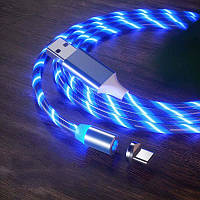 Магнитный светящийся кабель для зарядки USB Type C Blue