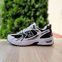 Мужские демисезонные кроссовки New Balance 530 (белые с черным) стильные спортивные кроссы 11147 Нью Беленс 43