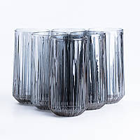 Стильный набор стаканов фигурных 6 штук по 380 мл, высокие стильные минималистичные стаканы на подарок