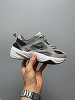 Женские демисезонные кроссовки Nike M2K Tekno (серо-белые) низкие стильные кроссовки 1003 Найк тренд