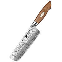 Кухонный Нож Накири из Дамасской Стали серии "JIANG" Black Walnut Wood XINZUO