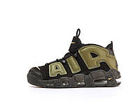 Мужские демисезонные кроссовки Nike Up Tempo (черные с зеленым) модные повседневные кроссы 14577 Найк тренд