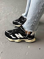 Жіночі кросівки New Balance 9060 Panelled Lace-up Sneakers Black (чорно-білі) демісезонні кроси NB0074 НБ тренд