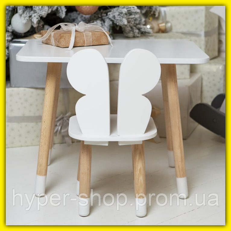 Дитячий стіл зі стільчиком дерев'яний для малювання, набір універсальних дитячих меблів для творчості та ігор