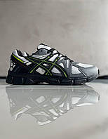 Мужские демисезонные кроссовки Asics Gel Kahana 8 Grey Green (серые с зеленым) модные кроссовки 6052 Асикс