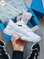 Мужские демисезонные кроссовки Adidas Ozweego Cordura White (белые) стильные повседневные кроссы 1316TP Адидас