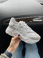 Женские демисезонные кроссовки DG Daymaster White (белые) стильные повседневные кроссы DG005 Дольче Габбана
