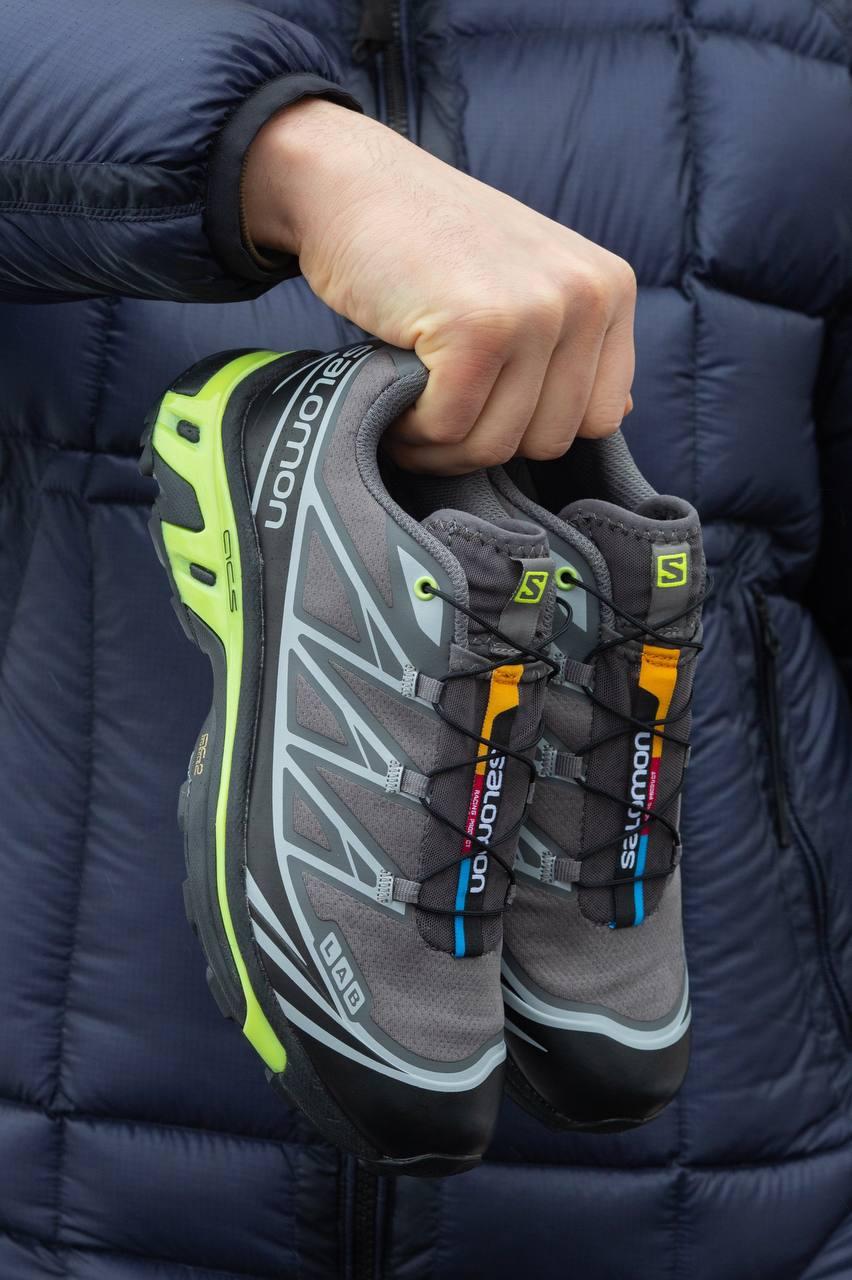 Чоловічі кросівки Salomon XT-6 Grey/Salt (сірі із салатовим) повсякденні кроси 1650 Саломон vkross