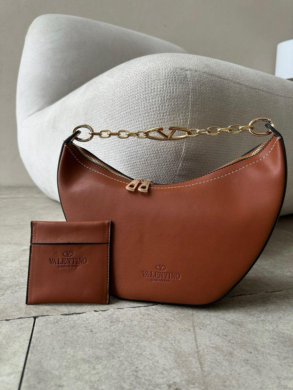 Жіноча сумка Valentino (коричнева) стильна повсякденна сумочка AS513 vkross, фото 1