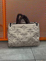 Женская сумка Louis Vuitton PUFF Onthego GM Beige (бежевая) изящная вместительная сумка torba0263 тренд