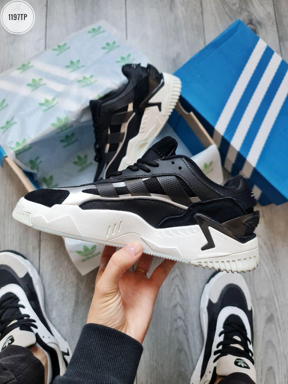 Чоловічі кросівки Adidas Niteball ІІ (чорні з білим) стильні повсякденні кроси 1197TP Адідас vkross