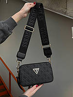 Женская сумка Guess The Snapshot Bag Total Black (чёрная) красивая сумочка на длинном ремне torba0100 тренд