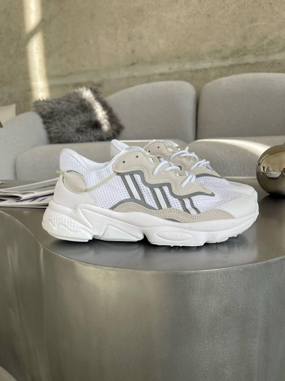 Чоловічі кросівки Adidas Ozweego White/Grey (біло-сірі) повсякденні кроси A0075 Адідас vkross, фото 1