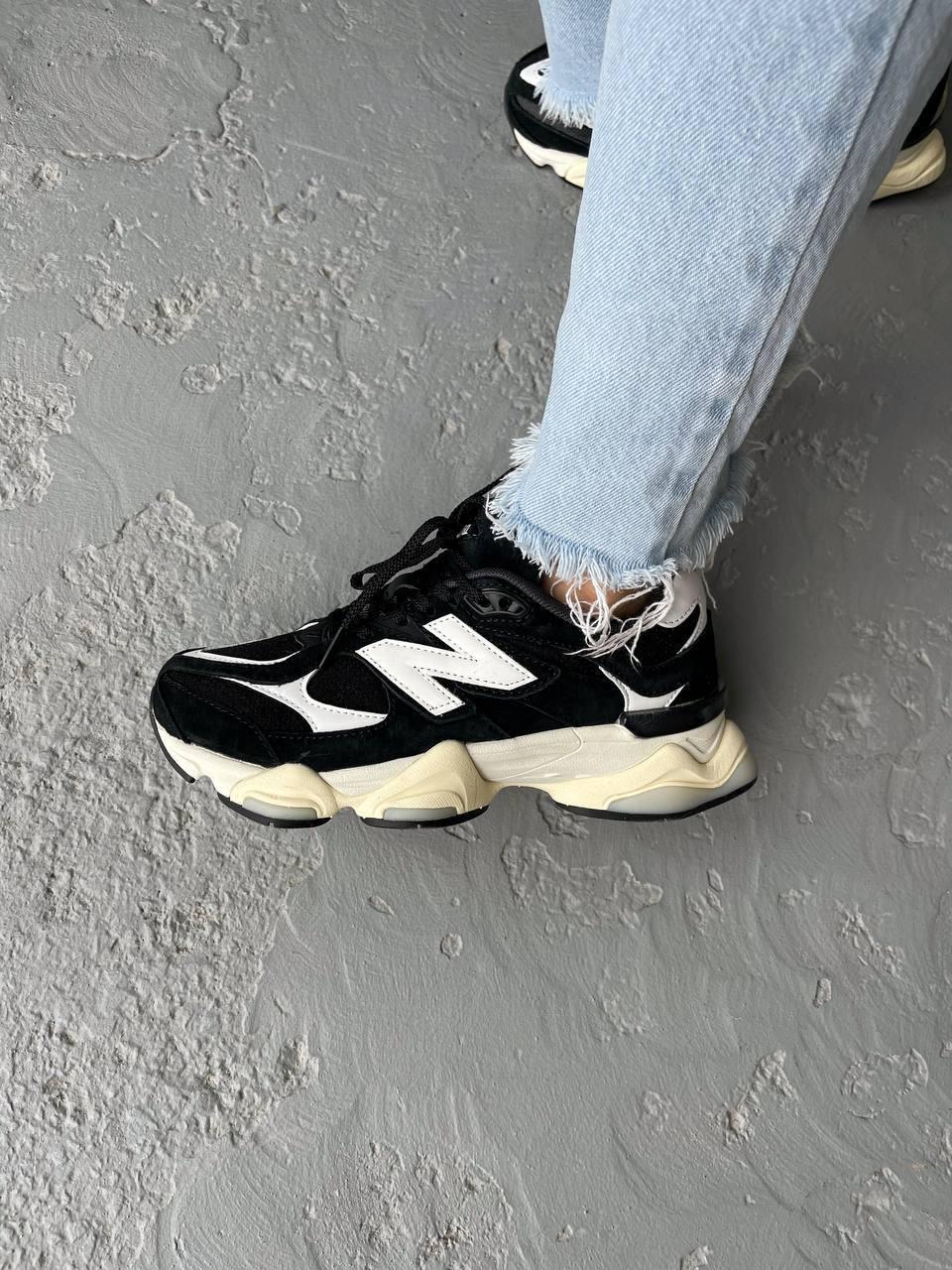 Чоловічі кросівки New Balance 9060 Panelled Lace-up Sneakers Black (чорно-білі) стильні кроси NB0074 НБ vkross, фото 1