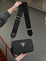 Женская сумка Guess The Snapshot Bag Total Black (чёрная) красивая сумочка на длинном ремне torba0100 cross