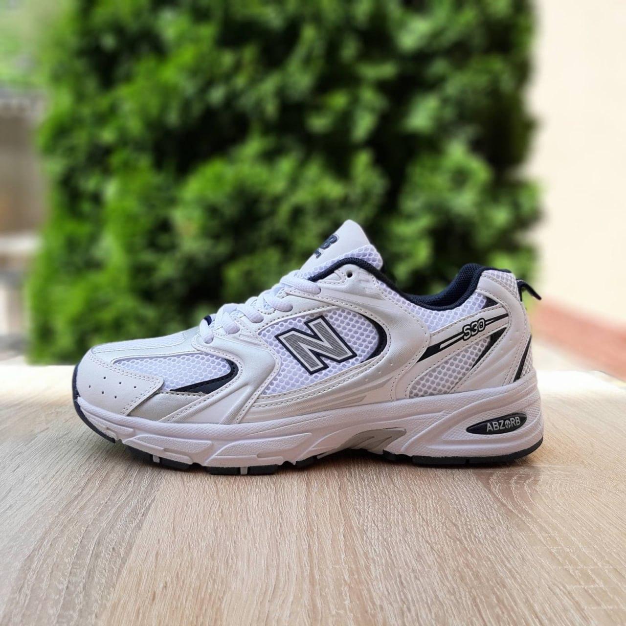 Чоловічі демісезонні кросівки New Balance 530 (білі із синім) стильні спортивні кроси 11148 Нью Беленс vkross