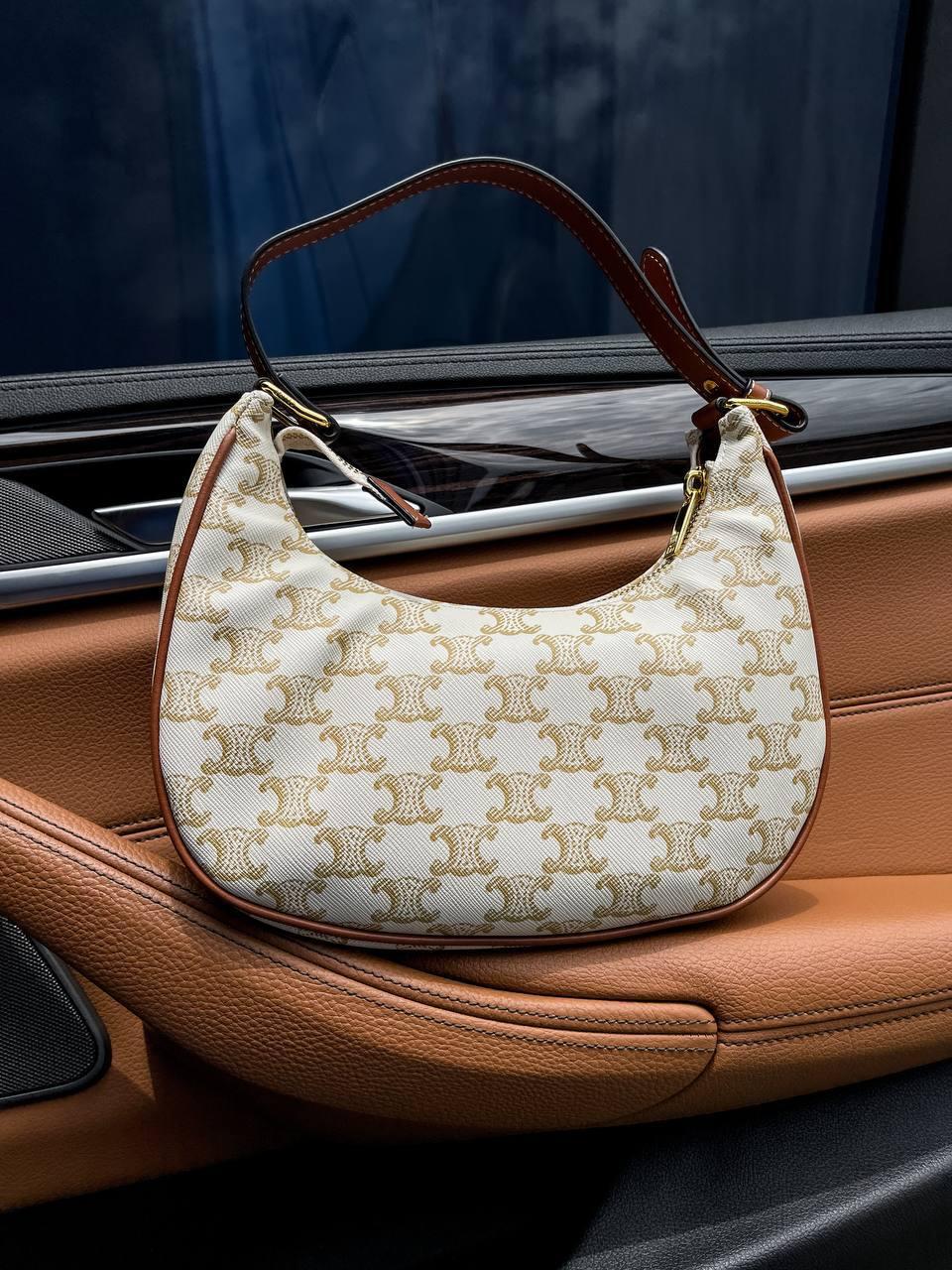 Жіноча сумка Celine (бежева з коричневим) стильна вишукана сумочка для дівчини art0308 vkross, фото 1
