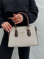 Женская сумка Michael Kors (бежевая с коричневым) модная вместительная сумка AS474 house