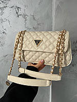 Женская сумка Guess (белая) стильная роскошная сумочка на декоративной цепочке AS537 house
