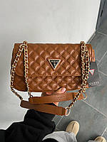 Женская сумка Guess (коричневая) повседневная стильная маленькая крутая сумочка AS535 house