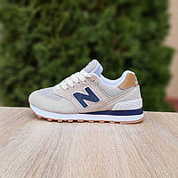 Женские демисезонные кроссовки New Balance 574 classic (серые с синим) спортивные стильные кроссы 20936 НБ