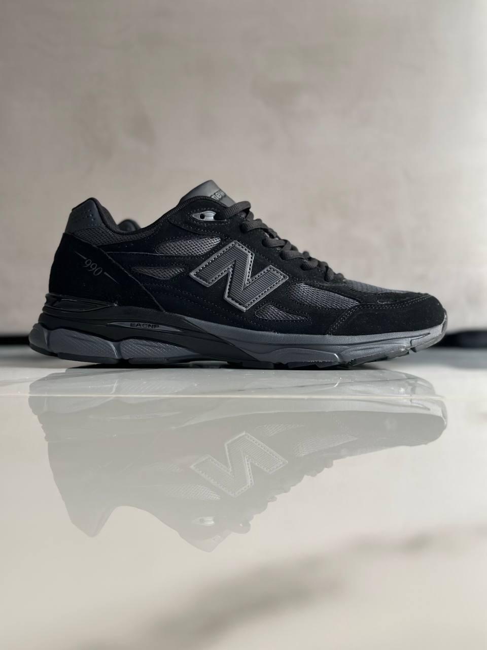 Чоловічі кросівки New Balance 990 Full Black (чорні) спортивні стильні кроси 5140 Нью Беленс vkross