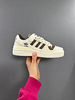 Женские демисезонные кроссовки Adidas Forum Beige Brown (белые с коричневым) повседневные кроссы 1171 Адидас
