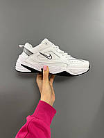 Женские демисезонные кроссовки Nike M2K Tekno White Silver (бело-черные) низкие стильные кроссовки 2324 Найк