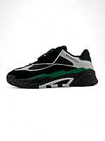 Мужские демисезонные кроссовки Adidas Niteball ІІ Black Green (черные с зеленым) стильные кроссы 1166 Адидас