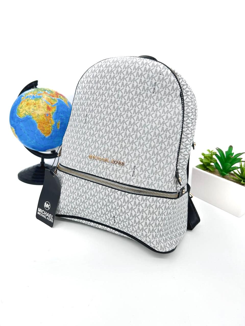 Жіночий рюкзак Michael Kors Backpack White (білий із сірим) повсякденний місткий зручний рюкзак S113 vkross