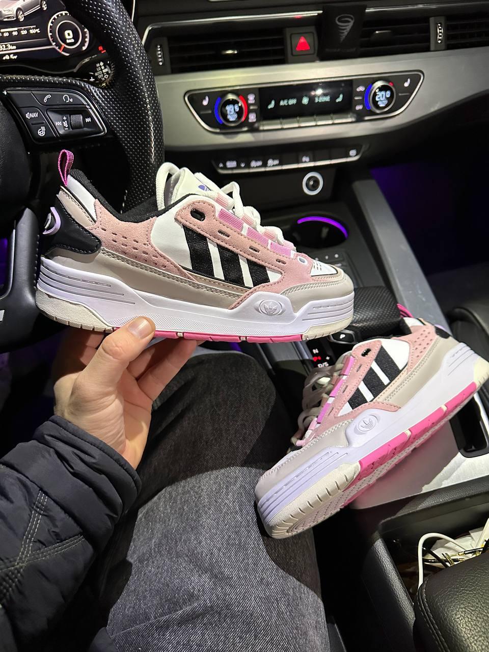 Жіночі демісезонні кросівки Adi2000 White/Pink (білі з рожевим) спортивні повсякденні кроси 1462 Адідас vkross