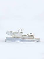 Женские сандалии Chanel Sandals white (белые) модные босоножки на лето 7553 Шанель house