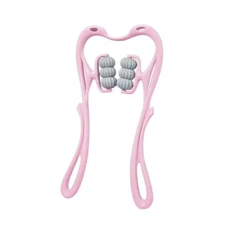 Ручний роликовий масажер 6 роликів для шиї та тіла Hexiang Neck Massager Рожевий YU227, фото 1