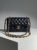 Женская сумка Chanel 1.55 Black/Gold (чёрная) стильная сумочка для девушки KIS04037 house