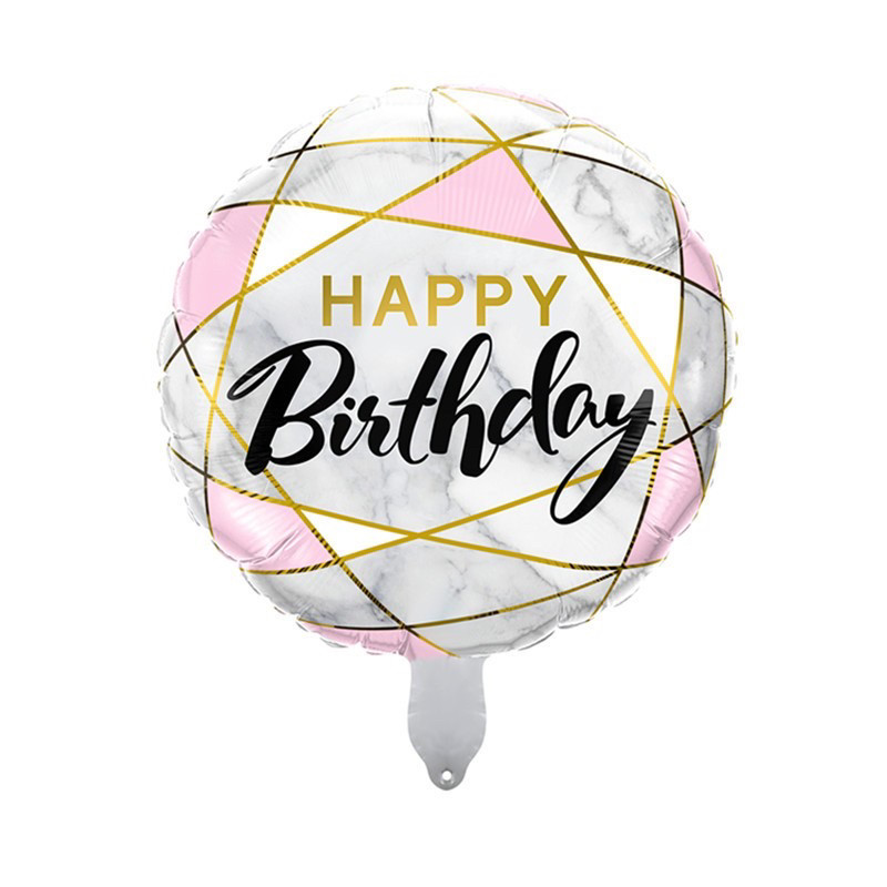 Фольгована кулька кругла з написом "Happy birthday" 18 дюймів, фото 1