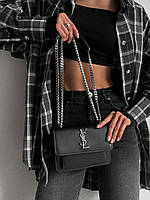 Женская сумка Yves Saint Laurent Sunset Black Grey (чёрная) стильная маленькая вместительная сумочка AS290