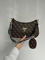 Женская сумка Guess (коричневая) повседневная стильная маленькая крутая сумочка AS504 cross