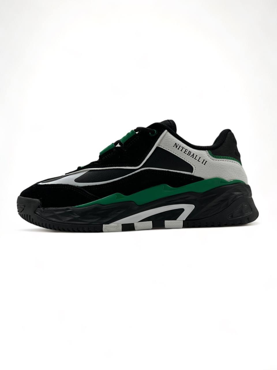 Жіночі демісезонні кросівки Adidas Niteball ІІ Black Green (чорні із зеленим) стильні кроси 1152 Адідас vkross, фото 1