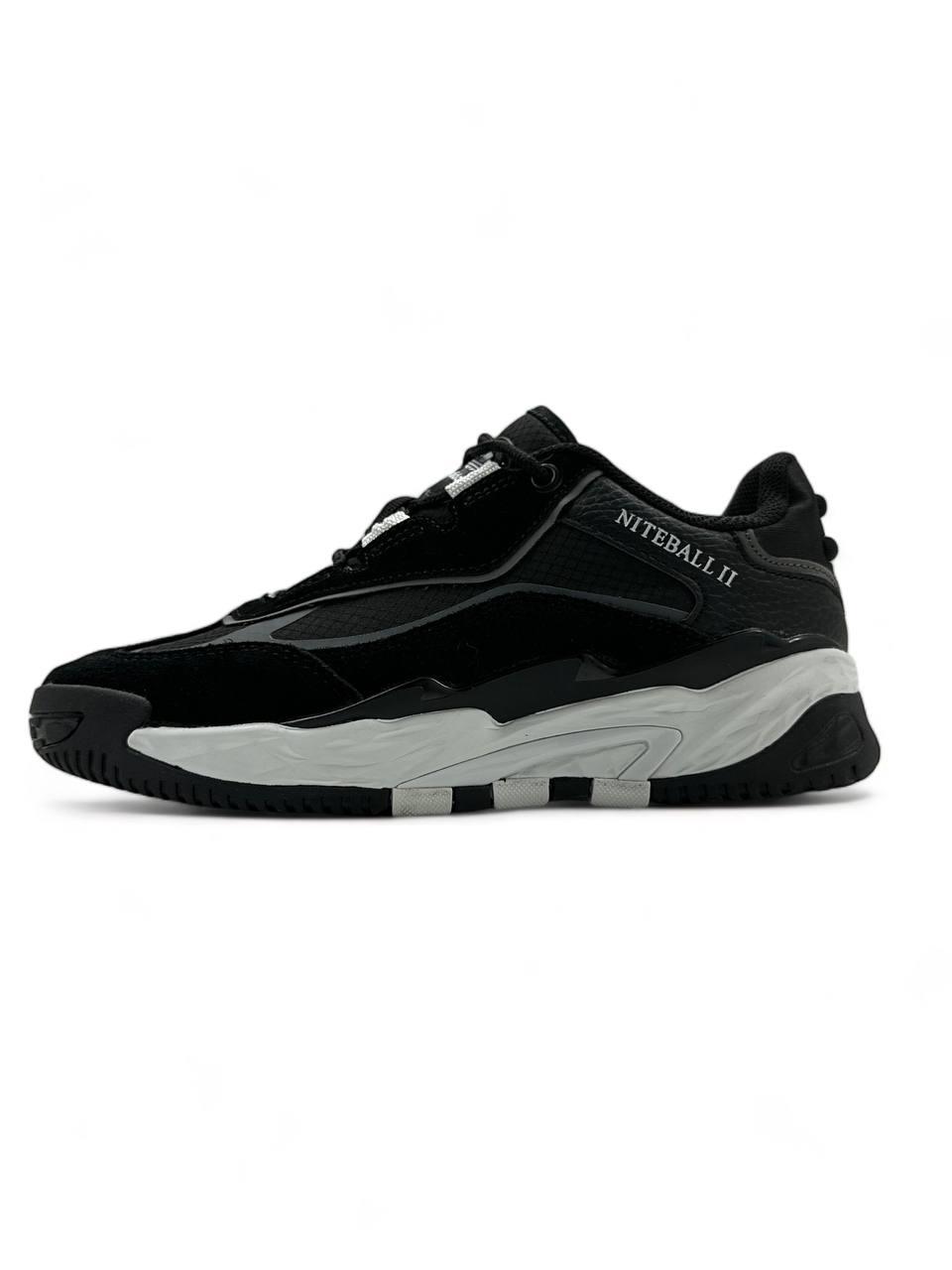 Чоловічі кросівки Adidas Niteball ІІ Black White (чорні з білим) стильні кроси 1167 Адідас vkross