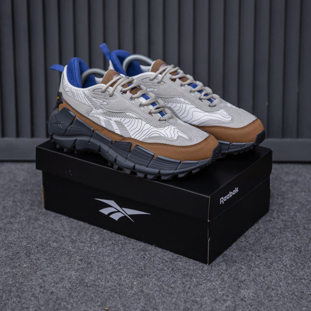 Чоловічі кросівки Reebok Zig Kinetica 2.5 Edge (сірі з коричневим) спортивні кроси 2639 Рибок vkross