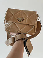 Женская сумка Prada Bag Beige (бежевая) вместительная стильная дорожная сумка b15 vkross