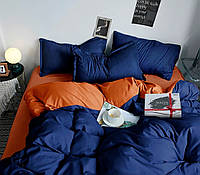 Постільна білизна бязь голд двоспальне оранжевий+синій
