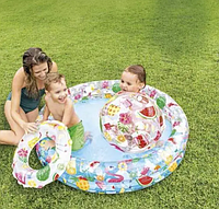 Бассейн "Фрукты" станет отличным выбором для летних игр ребенка в возрасте от 2-х лет Бассейн надувной