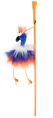 Іграшка для котів Пухнаста пташка на паличці, AFP 2820, 42.5 x 8 x 2.5 см, помаранчева