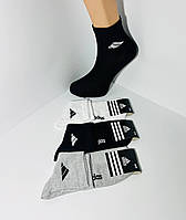 Шкарпетки чоловічі 12 пар спортивні літні сітка бавовна середні Adidas Туреччина розмір 41-45 чорні, білі, сірі